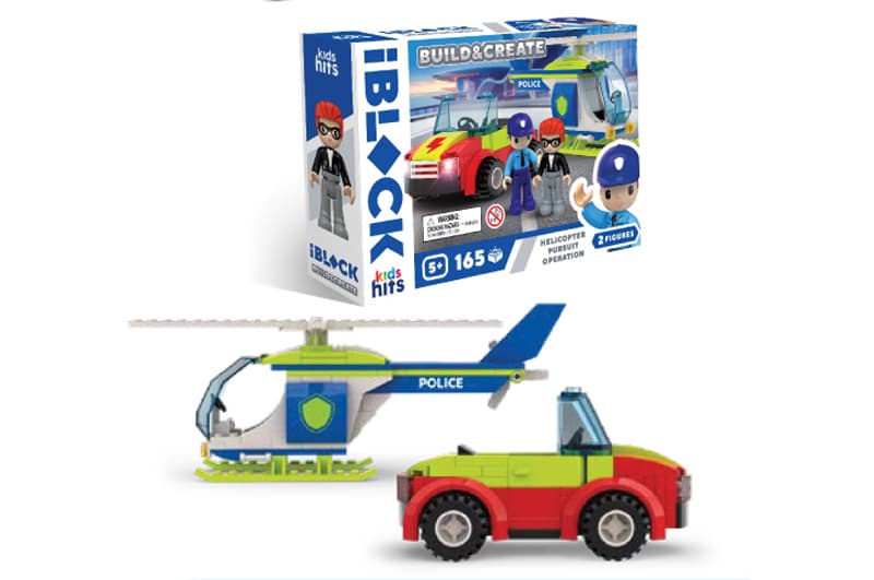 Конструктор IBLOCK JUNIOR  KH41/003/1 165 деталей Helicopter Pursuit Operation коробка р. 24x16x6 см Kids hits