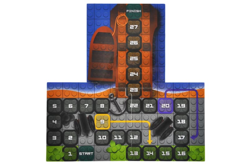 Блочний конструктор qbee QB300-104 «Піратський корабель» 3 в 1, 41 деталь, із ходилкою та грою меморі, фото 3
