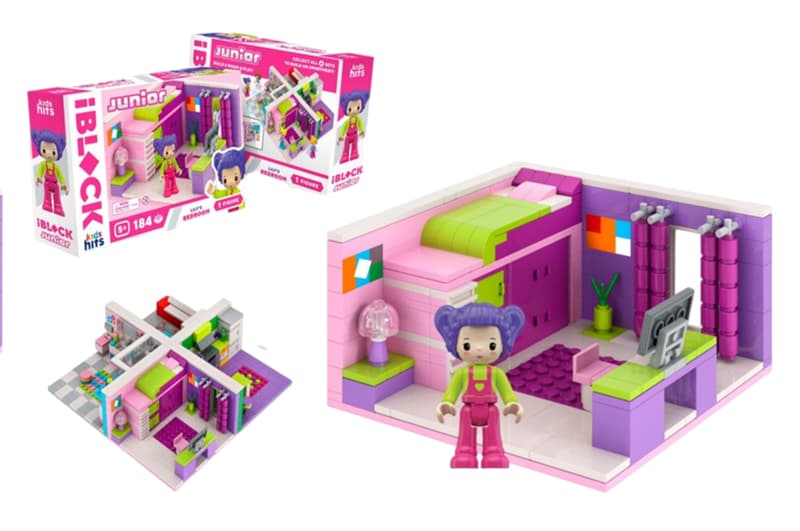 Конструктор Kids hits IBLOCK JUNIOR  KH08/001/1 Дівчатка, Спальня Лілі, 184 дет, в комплекті фігури, інструкція, наліпки, коробка