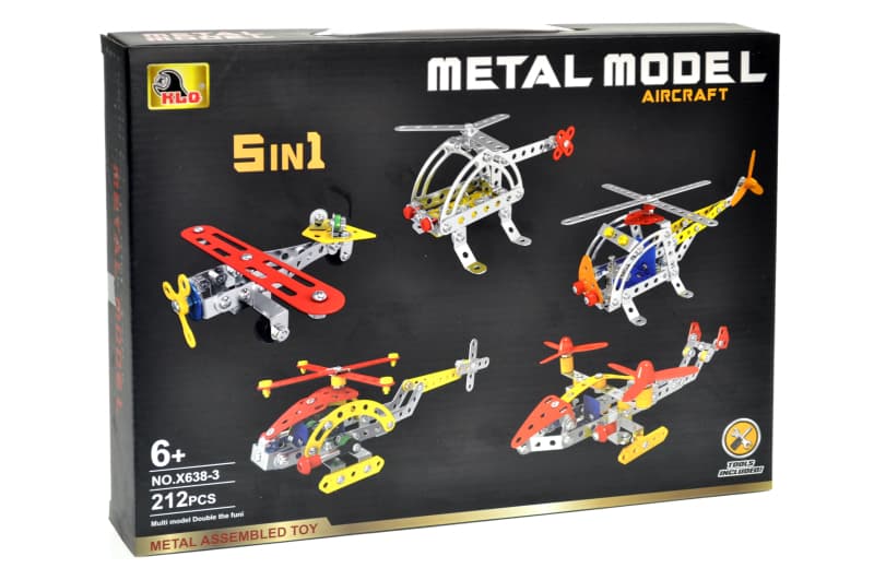 Металевий конструктор YG TOYS «Вертоліт 5 в 1», 212 деталей