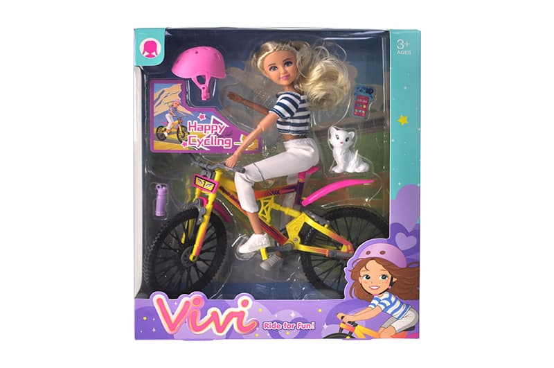 Лялька з велосипедом 56814 в коробці р.23,2x8,6x26,1 см YG Toys