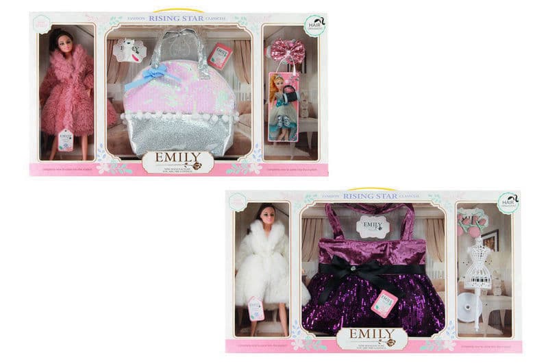 Лялька "Emily" з сумочкою і аксесуарами, 2види, в коробці