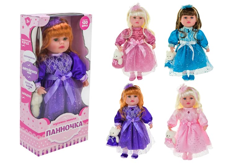 Лялька "Панночка" PL-525-100 батарейка, мікс 4 види, музична, м'яконабивна, р-р ляльки 46 см, зібрана коробка