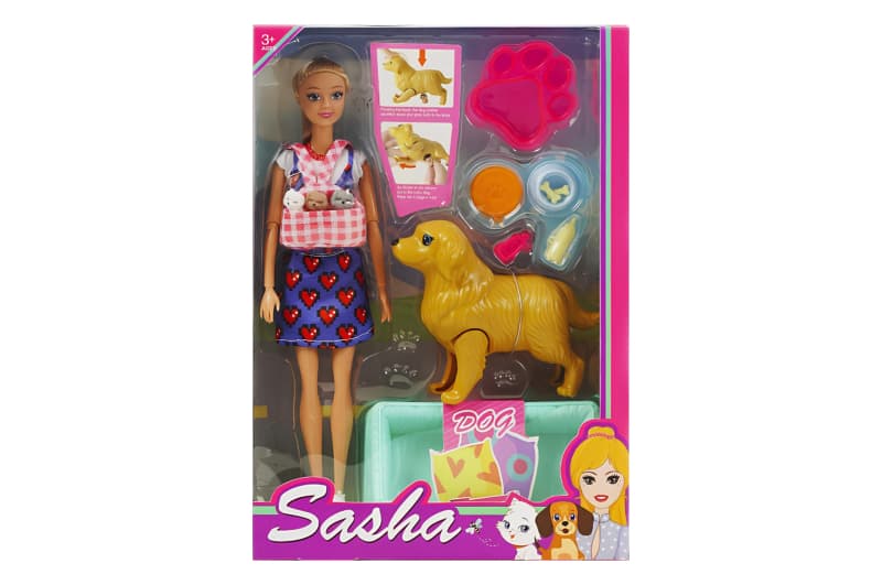 Лялька "Sasha" з собакою в коробці