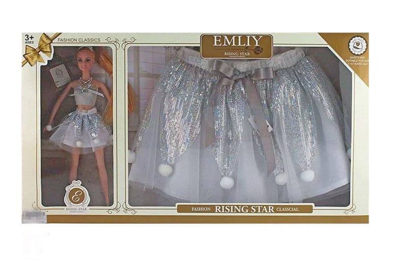 Лялька "Emily" QJ069A в наборі спідничка для дитини, коробка