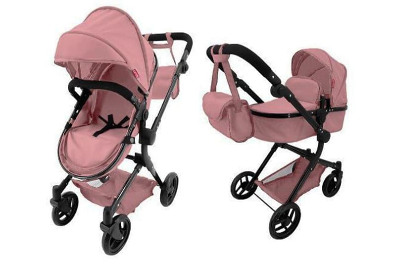 Коляска для ляльки 2в1 ALFA 9707 POWDER PINK з сумкою метал.кор.51x15.5x39.5 см CARRELLO