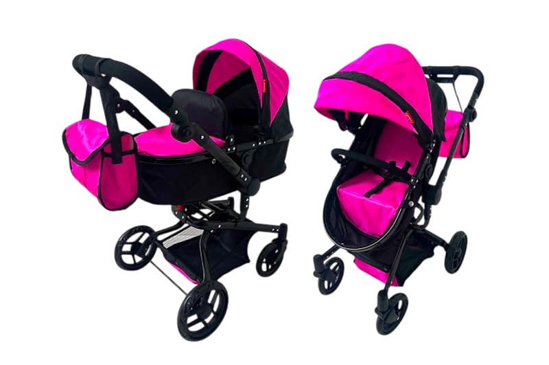 Візок для ляльки 2в1 9695+BAG FORTUNA HOT PINK з сумкою, металевий, в коробці р.54.5x14.5x38.5см CARRELLO