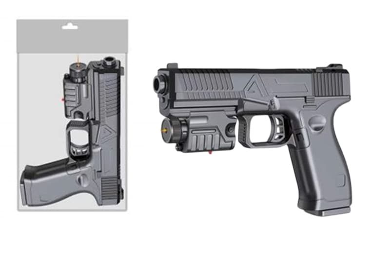 Пістолет P2697A-2 кульки, батарейка, лазер, у пакеті 21,8x14 см.