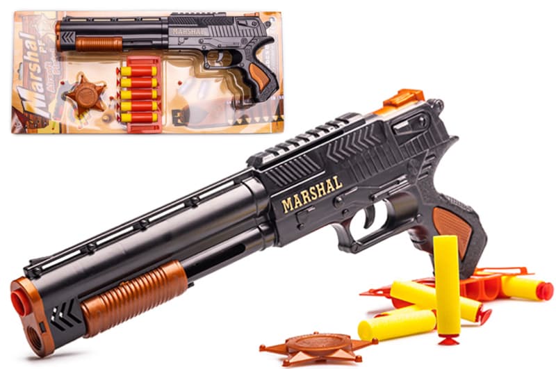 Пістолет "Маршал" з поролоновими патронами на блістері 915 GoldenGun, фото 2