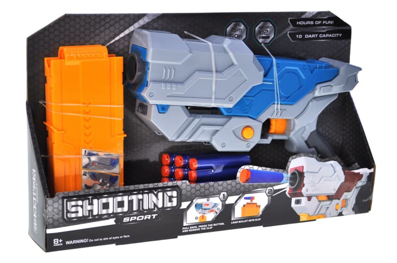 Бластер на поролонових патронах, в коробці, 2кольори