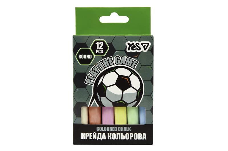 Крейда кольорова 400563 "Football" 12 шт, кругла Yes