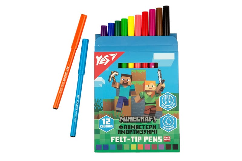 Фломастери 650582 12 кольорів "Minecraft", амортизуючі Yes