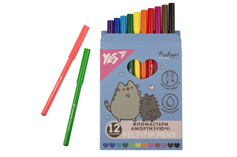 Фломастери 650581 12 кольорів "Pusheen", амортизуючі Yes