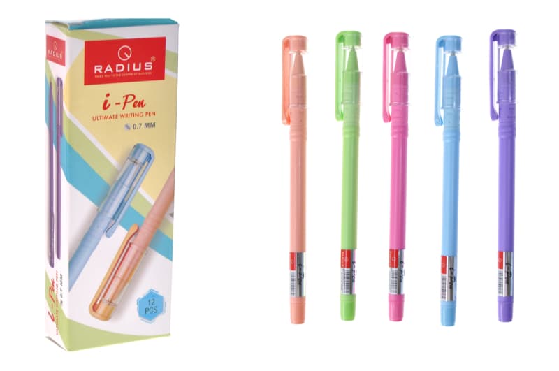 Ручка I-Pen кулькова 12шт. синя, пастельний корпус Radius