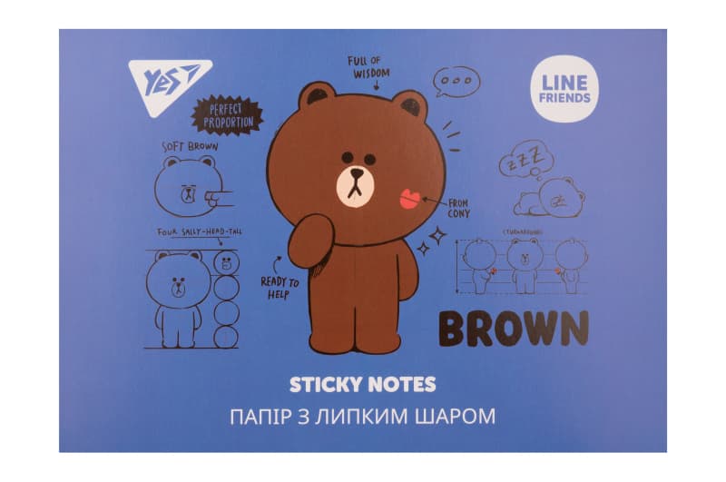 Папір з липким шаром YES "Line Friends" Набір 140 аркушів (7х20)