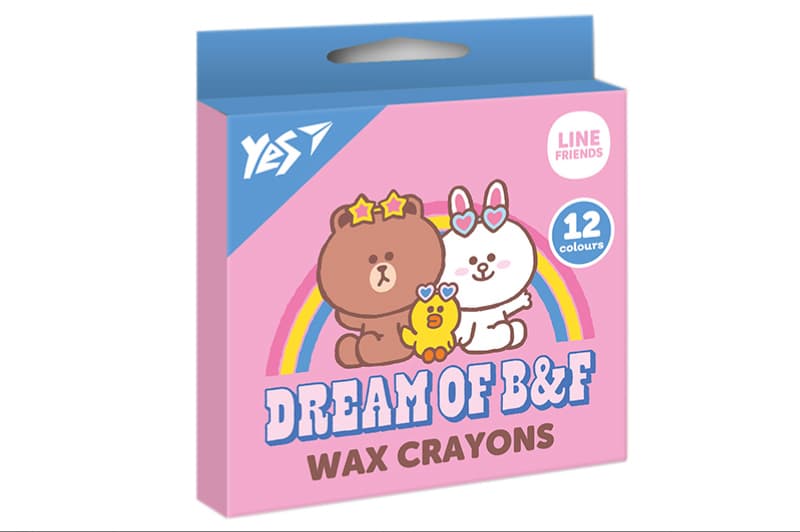 Набір воскових олівців YES 12 шт. "Line Friends"