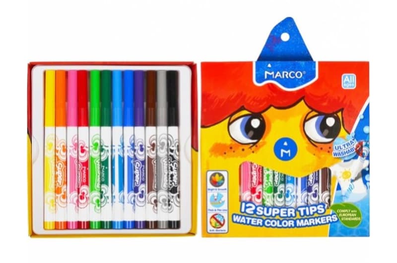 Водні фломастери Marco 1630-12CB, 12 кольорів Super Washable