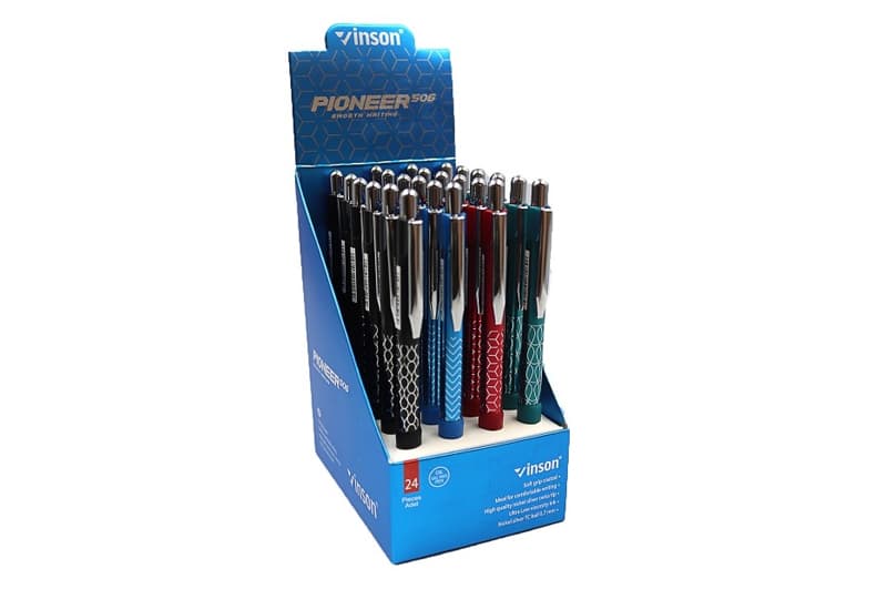 Ручка автомат масляна Vinson 506 "Pioneer" 0,7мм, синя, mix,