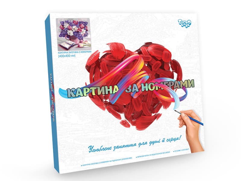 Набір для розпису по номерах 40x40 см KpN-02-01U,02U,03U,...10U "PAINTING BY NUMBERS" в коробці DANKO, фото 3