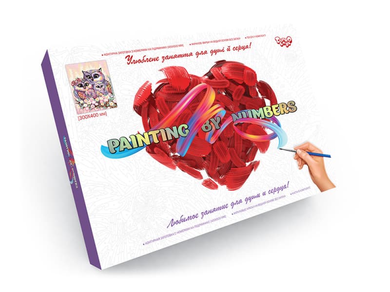 Набір для розпису по номерах 30x40 см KpN-03-01,02,03,04...10 "PAINTING BY NUMBERS" в коробці DANKO, фото 9