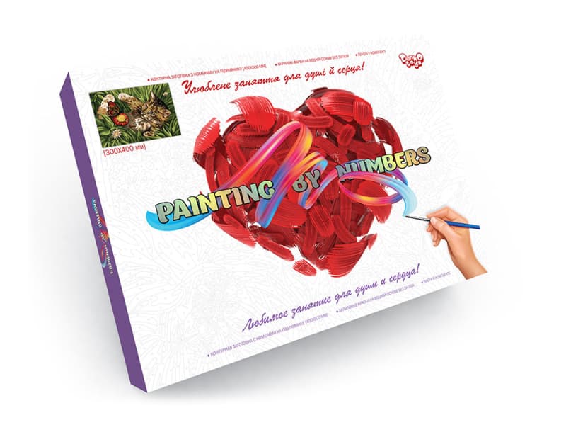 Набір для розпису по номерах 30x40 см KpN-03-01,02,03,04...10 "PAINTING BY NUMBERS" в коробці DANKO, фото 10