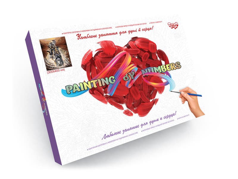 Набір для розпису по номерах 30x40 см KpN-03-01,02,03,04...10 "PAINTING BY NUMBERS" в коробці DANKO, фото 6