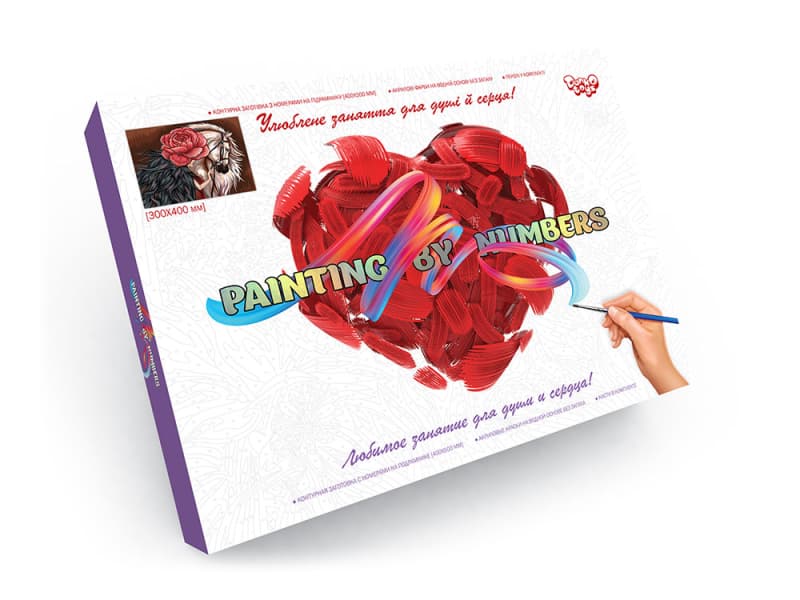 Набір для розпису по номерах 30x40 см KpN-03-01,02,03,04...10 "PAINTING BY NUMBERS" в коробці DANKO, фото 4
