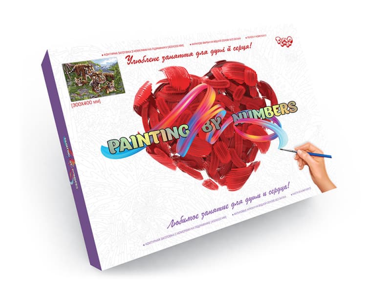 Набір для розпису по номерах 30x40 см KpN-03-01,02,03,04...10 "PAINTING BY NUMBERS" в коробці DANKO, фото 11