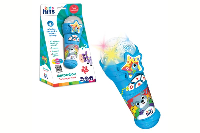 Музичний мікрофон Kids Hits KH16/003 на батарейках, з піснями та мелодіями