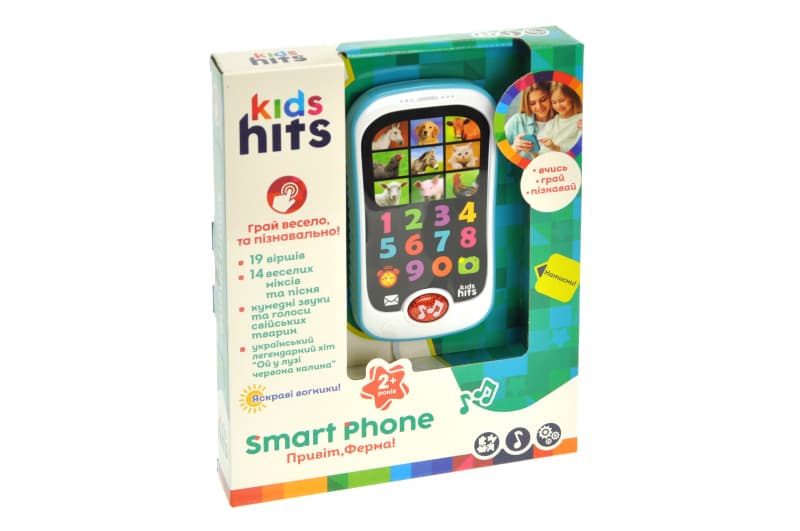 Телефон музичний розвиваючий Kids Hits KH03/001 2 кольори мікс, батарейки в комплекті, коробка