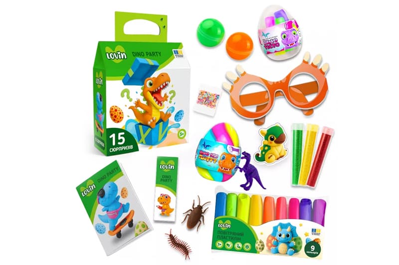 Подарунковий набір 7000230 "DINO PARTY" 15 сюрпризів в коробці LOVIN