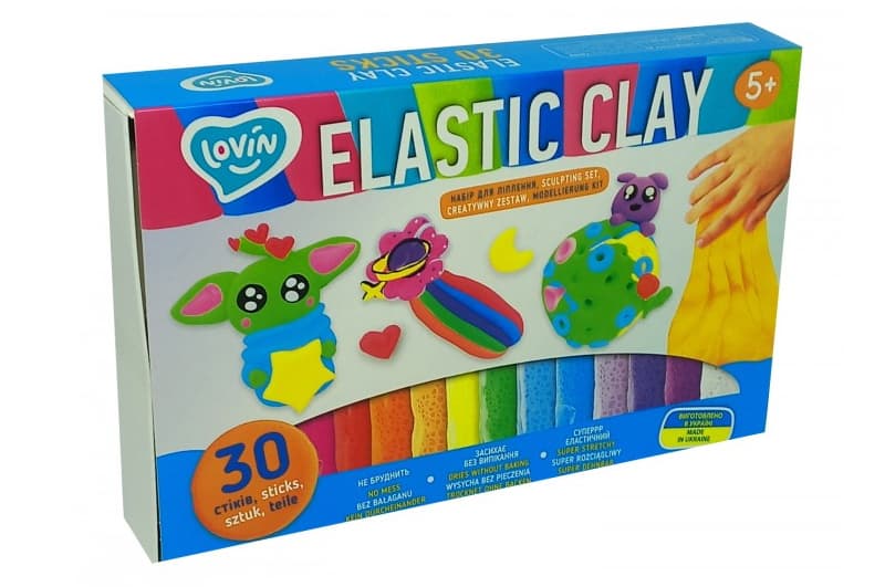 Набір для ліплення з легким пластиліном ОКТО Elastic Clay, 30 шт., 70141