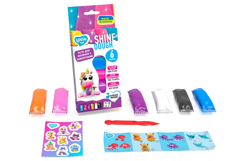Набір для ліплення з тістом ОКТО 41198 «Shine Assorted», 6 кольорів