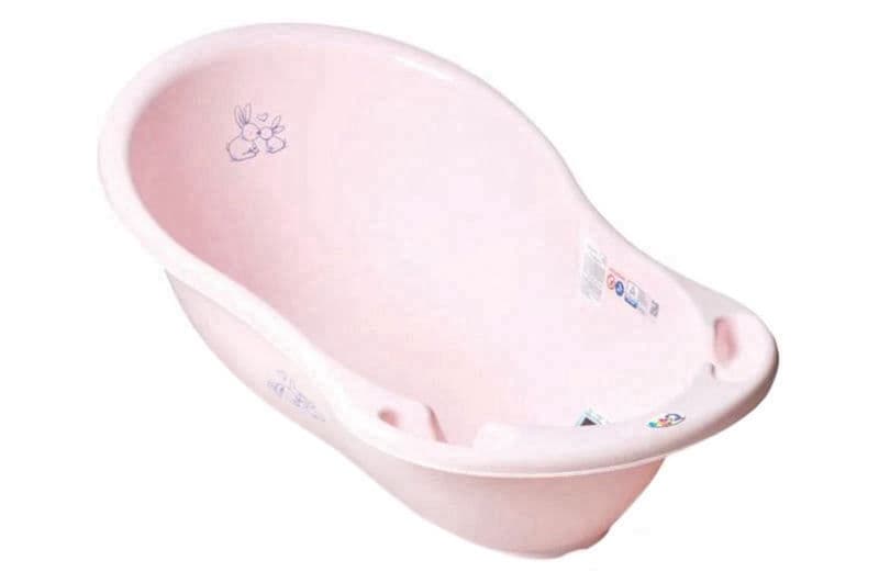 Ванночка зі зливом 86 см KR-004-104 "Зайчики" рожева TEGA