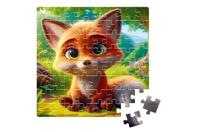 Пазли De.tail. Допитливе лисеня. 64 деталі DT1234-07 (укр) Vladi Toys, фото 3