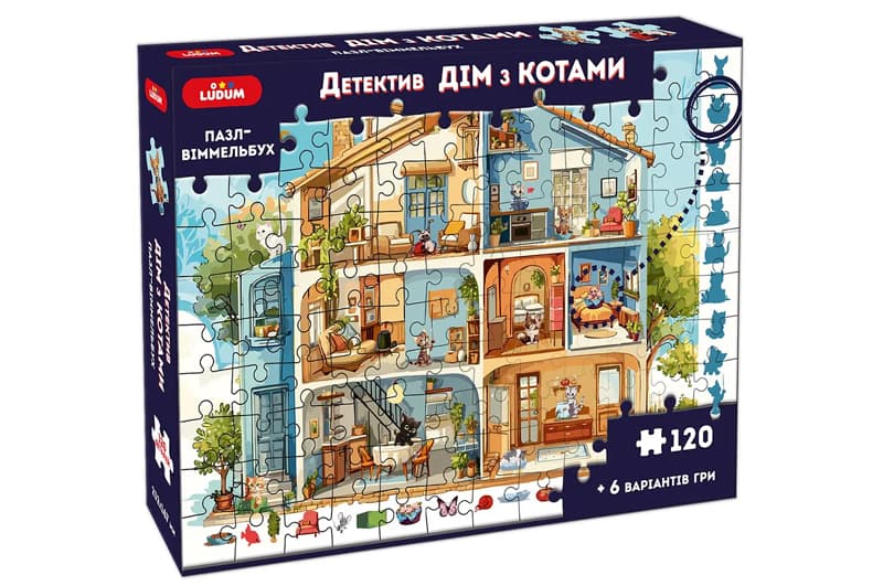 Пазл-віммельбух  ME5032-33 "Детектив: Дім з котами"