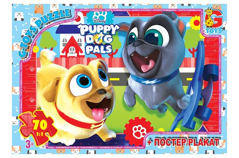 Пазли 70 ел. ТМ "G-Toys" із серії "Веселі мопси" (Puppy Dog Pals)MD406