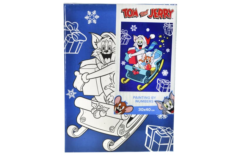 Набір для розпису за номерами Ideyka KHO6859 «Tom and Jerry: на санчатах», 30×40 см