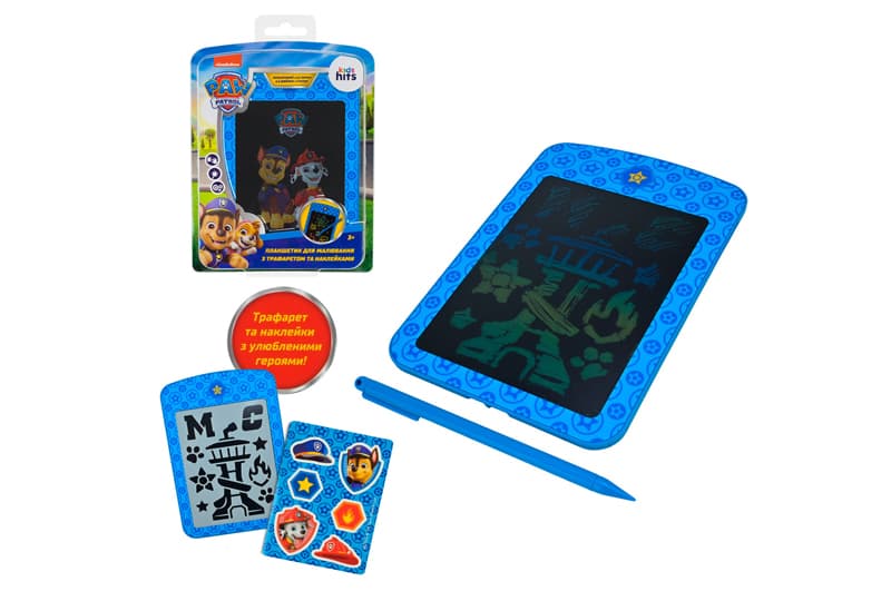 Планшет для малювання Paw Patrol KH74/001L, LCD екран 6,5'', трафарет, наліпки блістер