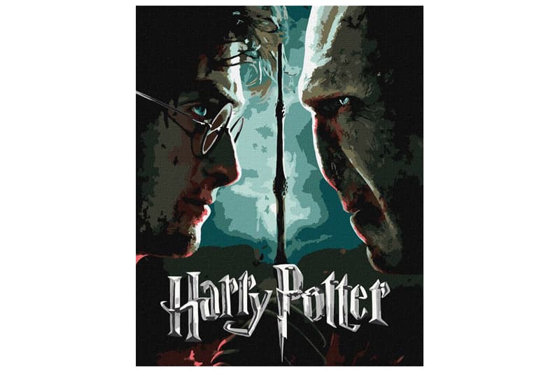 Набір для розпису по номерах KHO5222 WB "Harry Potter: Гаррі та Волдеморт з фарбами металік extra" 40х50см IDEYKA