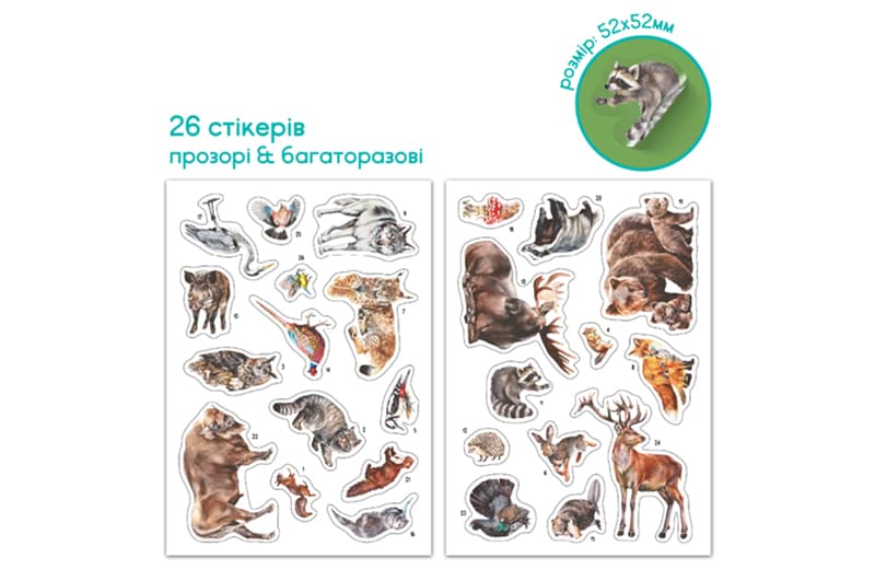 Навчальний постер з наклейками 300894 «Мешканці лісу» XL DoDo, фото 5