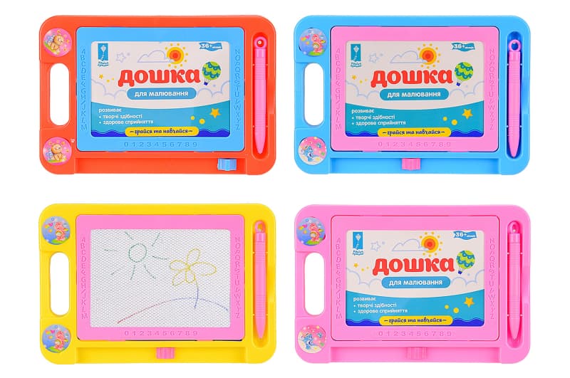Дошка для малювання PL-7009 4 кольори, з ручкою-стікером, чорно-біле поле, р-р іграшки - 20 * 13.5 * 1.5 см, в пакеті