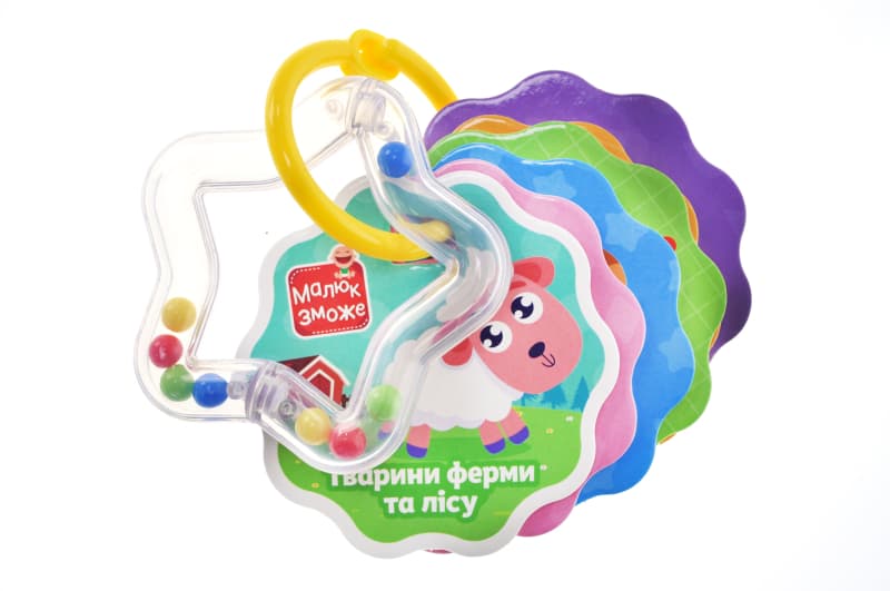 Картки на кільці VT2000-30 "Тварини ферми та лісу" з брязкальцем VladiToys