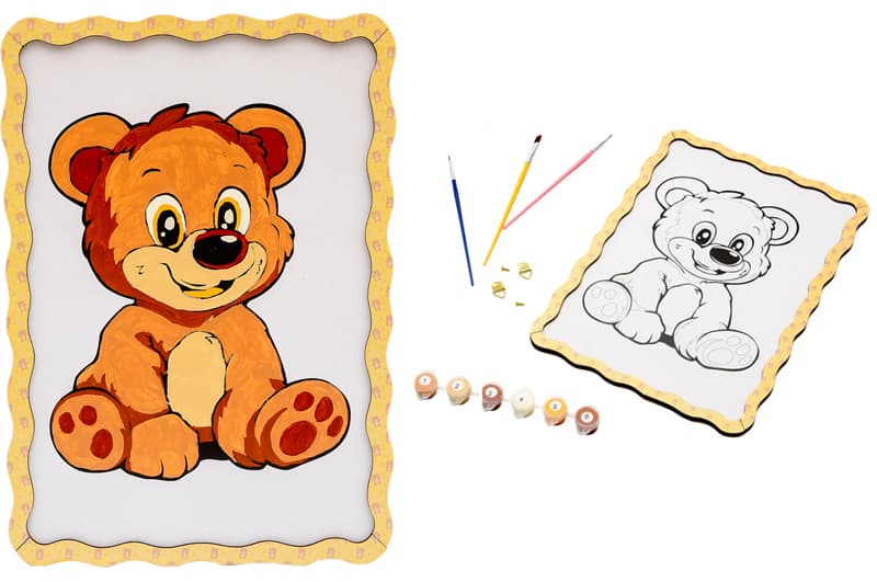 Картина по номерах Puz-22942 "Ведмедик" дерев'яна, формат А4 PuzzleOk