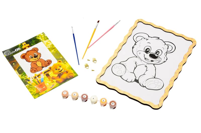 Картина по номерах Puz-22942 "Ведмедик" дерев'яна, формат А4 PuzzleOk, фото 2