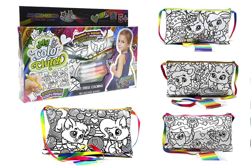 Набір для творчості CCL-02-01U,02U,03U...06U "My Color Clutch" клатч-пенал-розмальовка DANKO