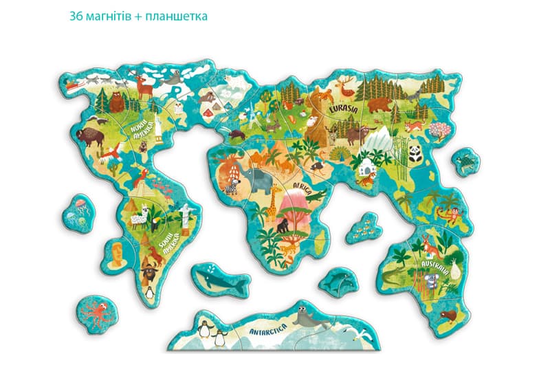 Магнітна гра «Мапа світу: Тваринки» DoDo, 200267, фото 3