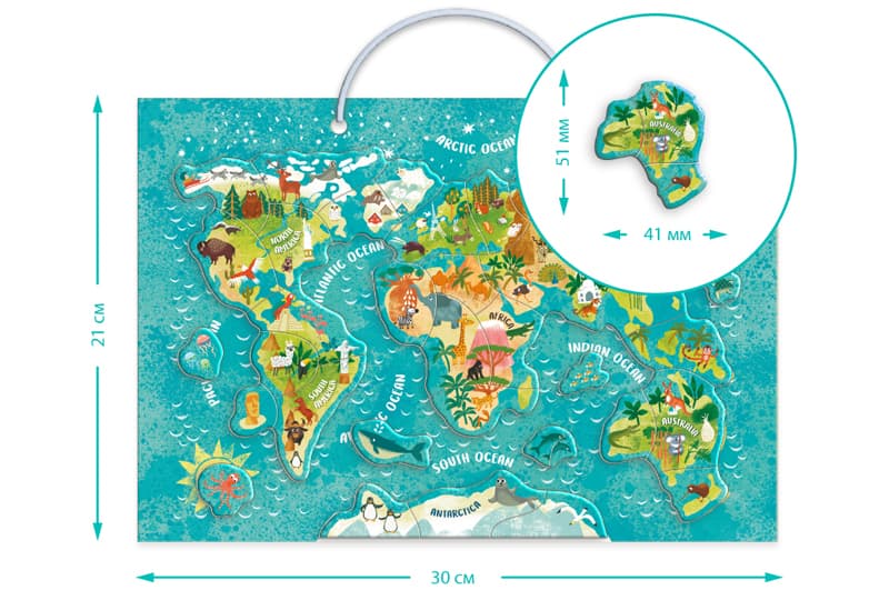 Магнітна гра «Мапа світу: Тваринки» DoDo, 200267, фото 2