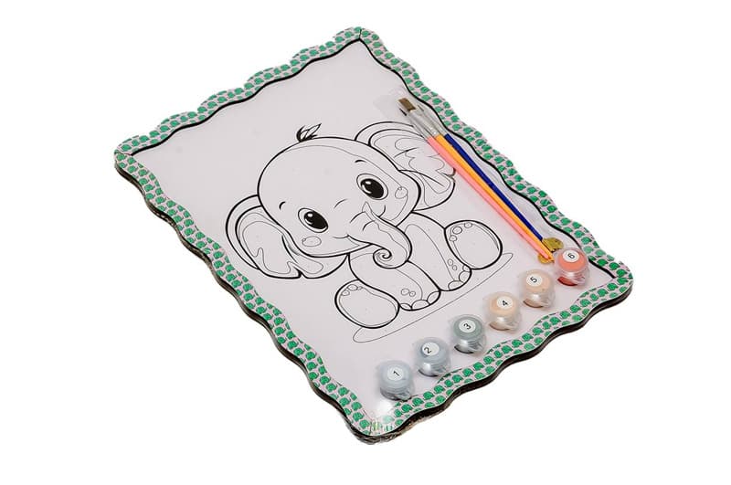Картина по номерах Puz-22949 "Слоник" дерев'яна, формат А4 PuzzleOk, фото 3
