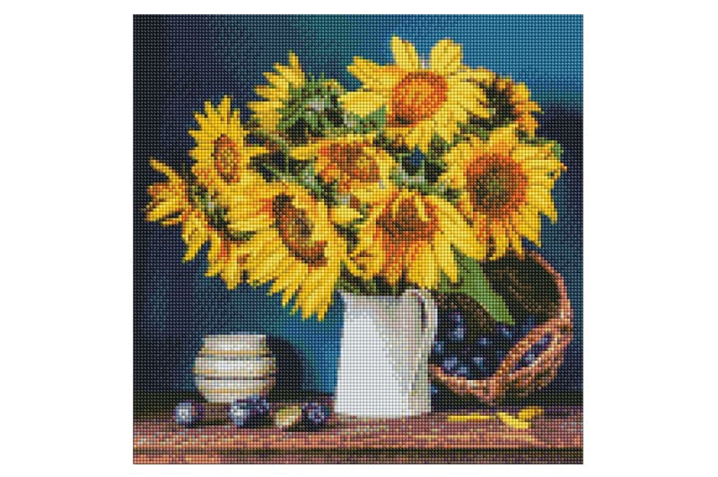 Набір алмазної мозаїки Ideyka AMO7417 «Яскраві соняшники», 40×40 см